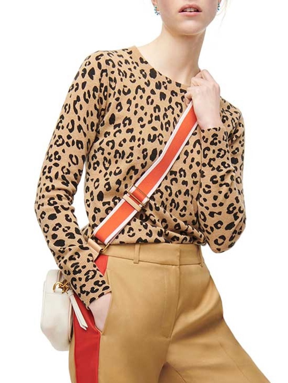 J.Crew Leopard Everyday Cashmere Crewneck Sweater Size M